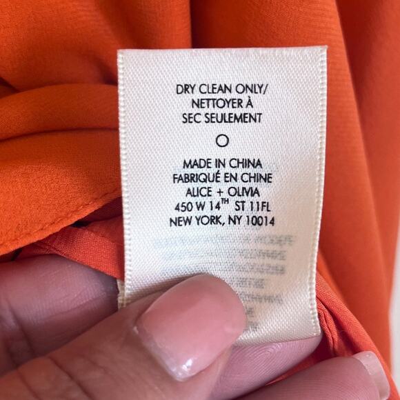 Alice + Olivia Y2K Silk Asymmetric Slip Dress Size 2 Orange Babydoll Tiered Fall - Picture 8 of 10